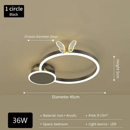 Modern gold butterfly light round living room lamp
