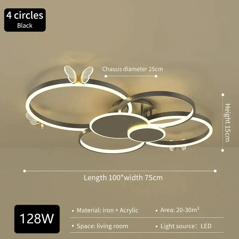 Modern gold butterfly light round living room lamp