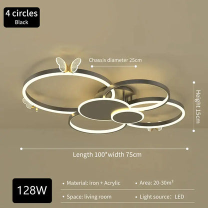 Modern gold butterfly light round living room lamp
