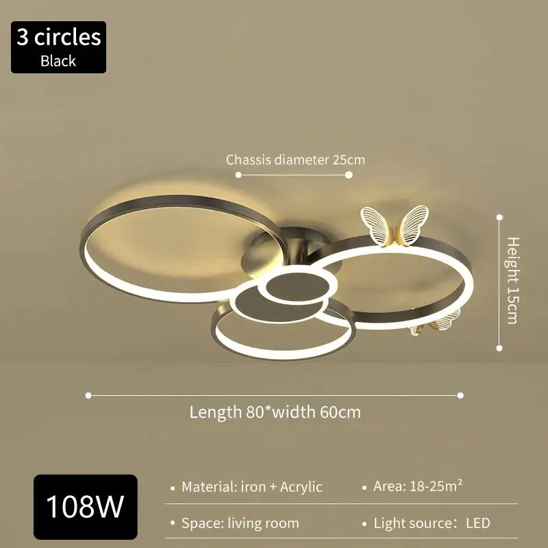 Modern gold butterfly light round living room lamp