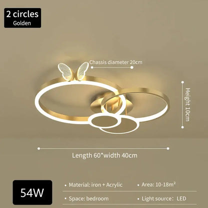 Modern gold butterfly light round living room lamp