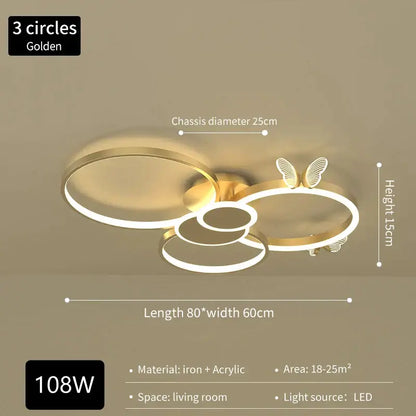 Modern gold butterfly light round living room lamp