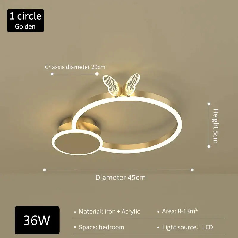 Modern gold butterfly light round living room lamp