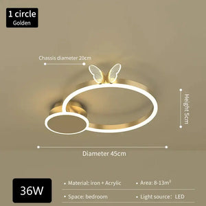 Modern gold butterfly light round living room lamp