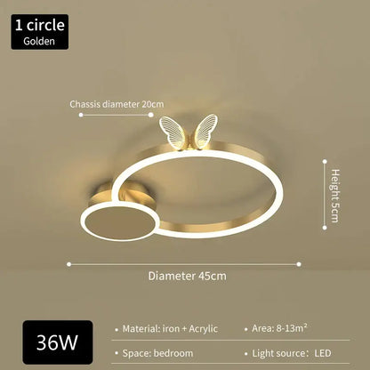 Modern gold butterfly light round living room lamp