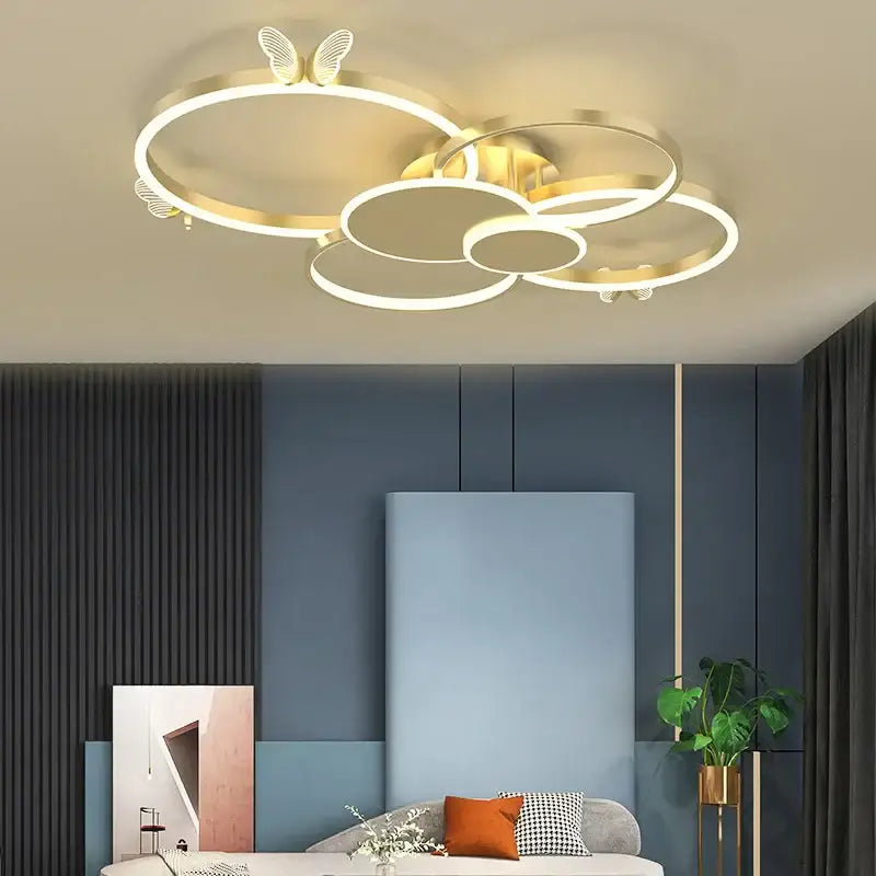 Modern gold butterfly light round living room lamp