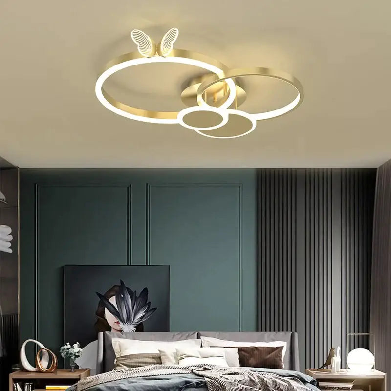 Modern gold butterfly light round living room lamp