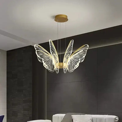 Modern gold butterfly pendant light dining room