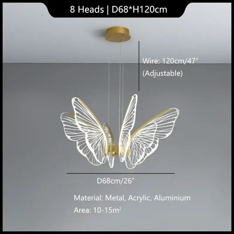 Modern gold butterfly pendant light dining room