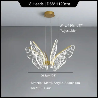 Modern gold butterfly pendant light dining room