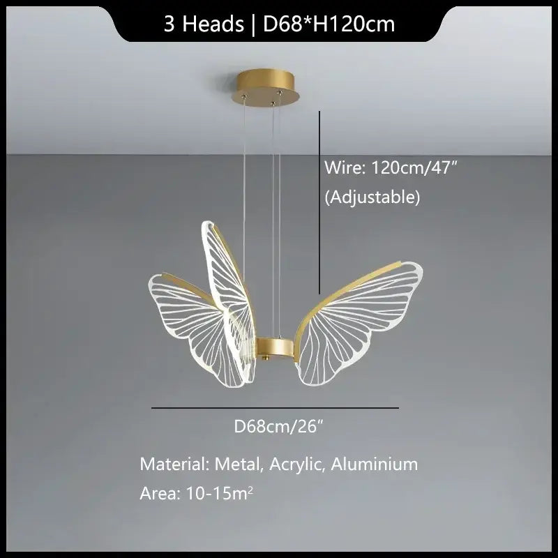 Modern gold butterfly pendant light dining room