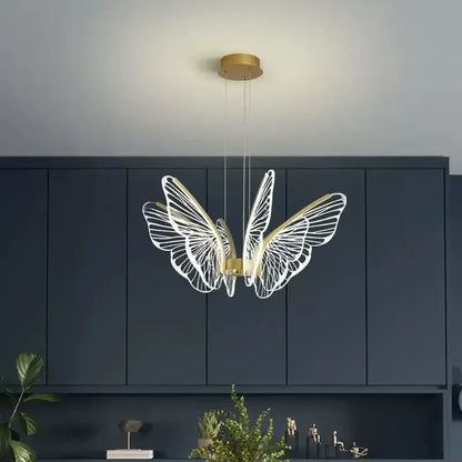 Modern gold butterfly pendant light dining room