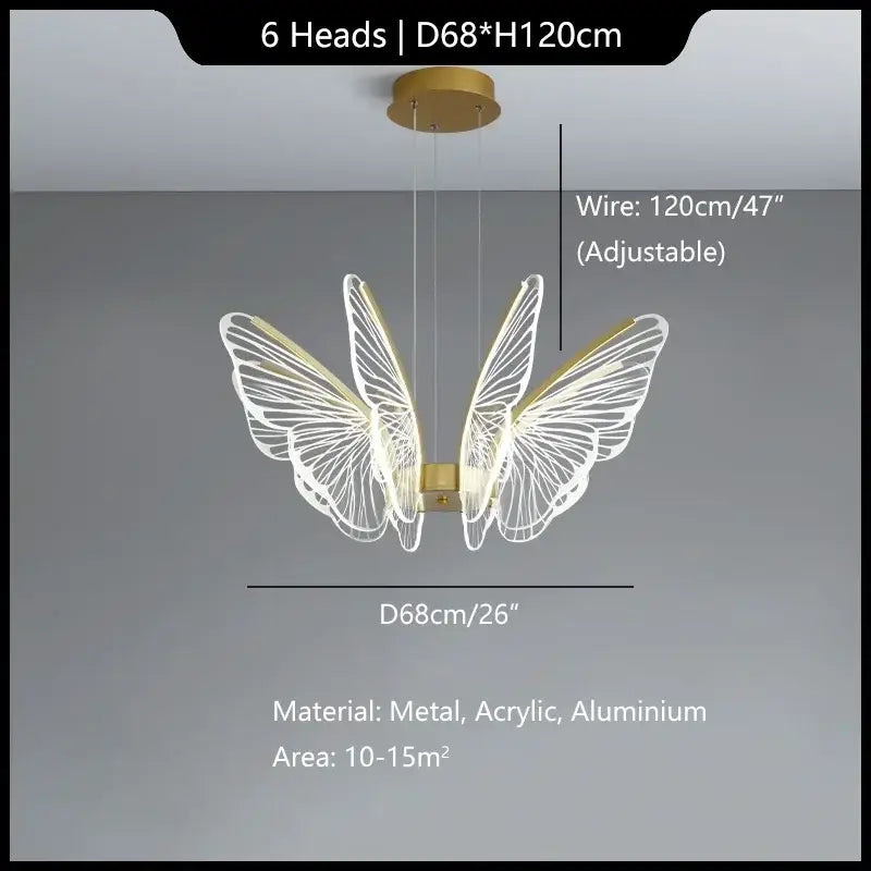 Modern gold butterfly pendant light dining room