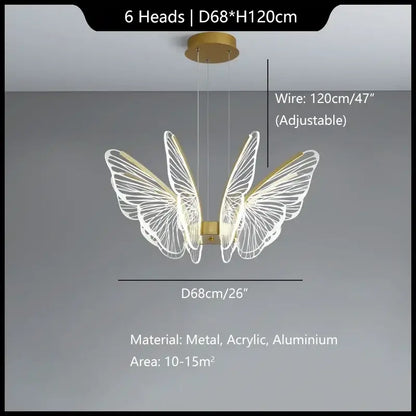 Modern gold butterfly pendant light dining room