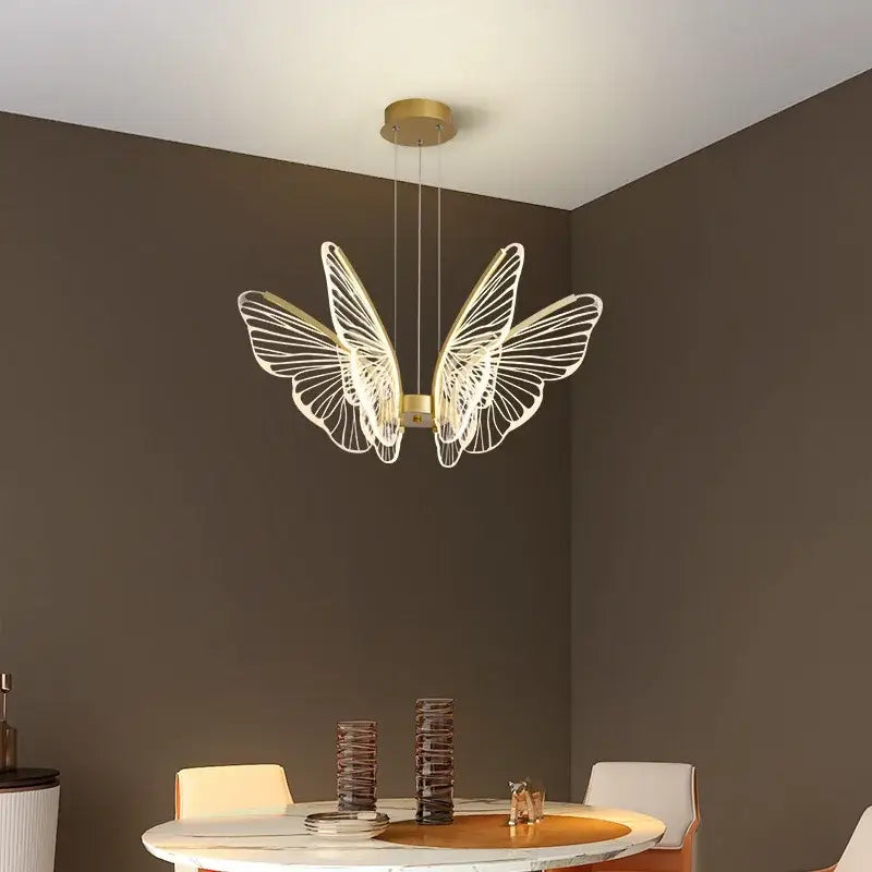 Modern gold butterfly pendant light dining room