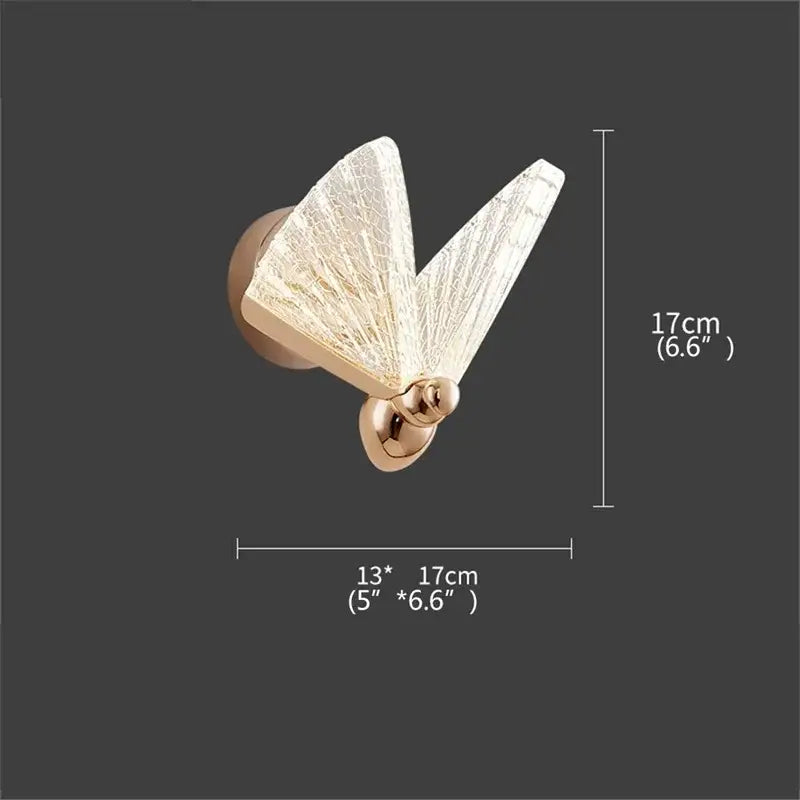 Modern gold butterfly wall lights bedroom glass sconces