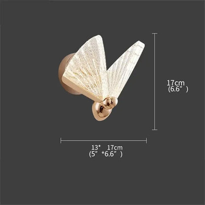 Modern gold butterfly wall lights bedroom glass sconces