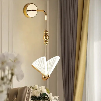 Modern gold butterfly wall lights bedroom glass sconces