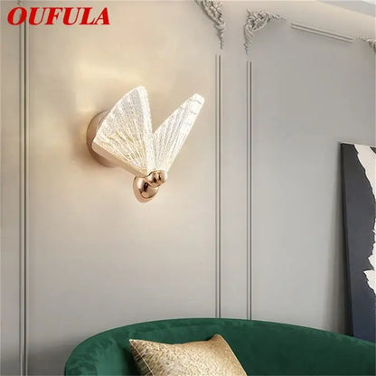 Modern gold butterfly wall lights bedroom glass sconces