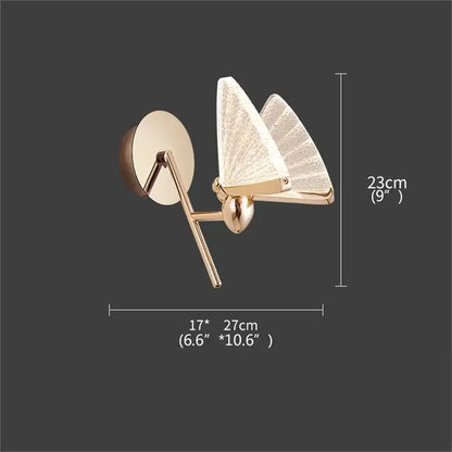 Modern gold butterfly wall lights bedroom glass sconces