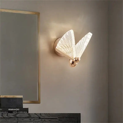 Modern gold butterfly wall lights bedroom glass sconces