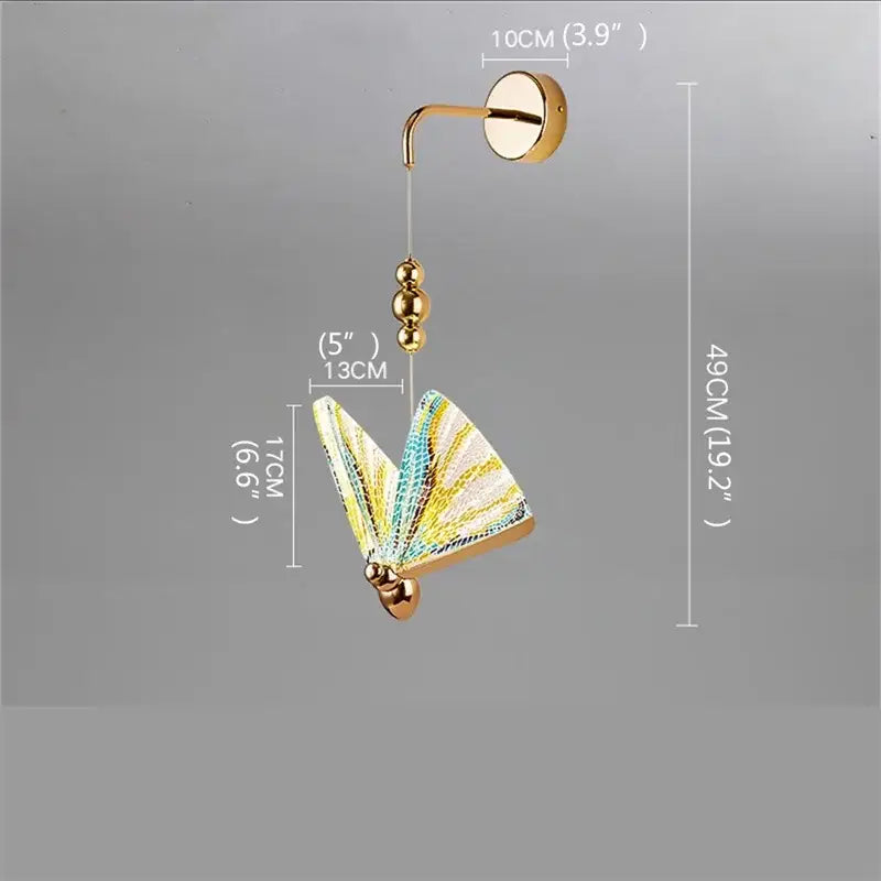 Modern gold butterfly wall lights bedroom glass sconces