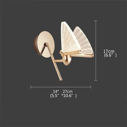 Modern gold butterfly wall lights bedroom glass sconces