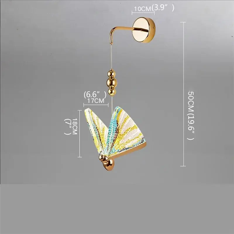 Modern gold butterfly wall lights bedroom glass sconces