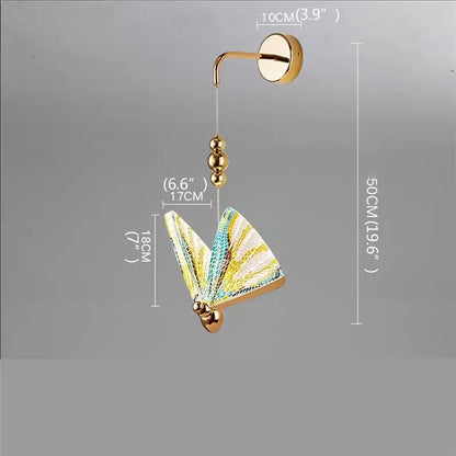 Modern gold butterfly wall lights bedroom glass sconces