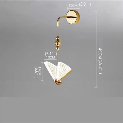 Modern gold butterfly wall lights bedroom glass sconces