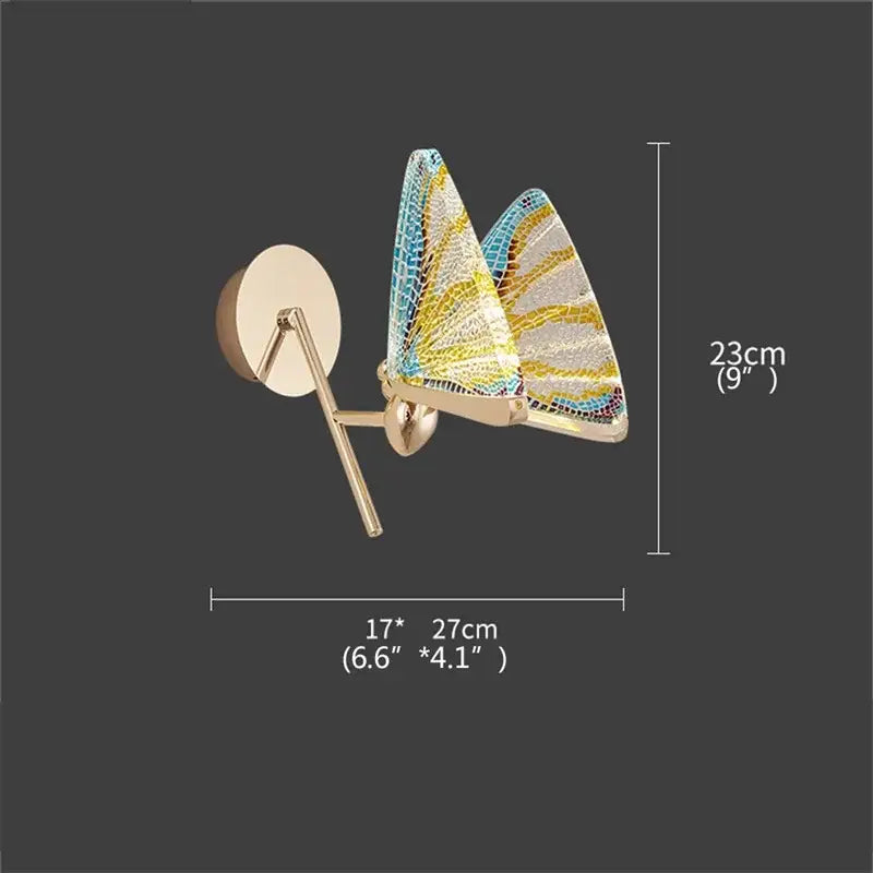 Modern gold butterfly wall lights bedroom glass sconces