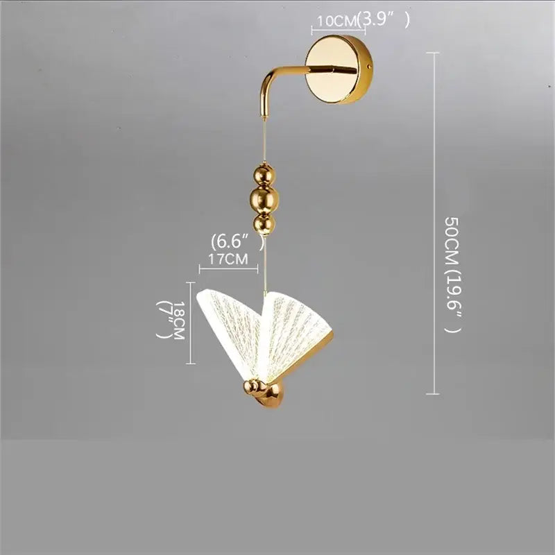 Modern gold butterfly wall lights bedroom glass sconces