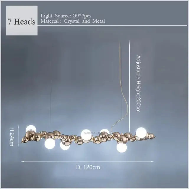Modern gold caterpillar metal ball pendant light dining room