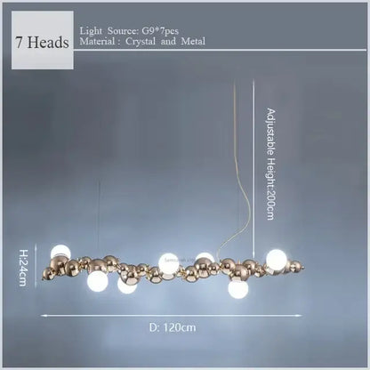 Modern gold caterpillar metal ball pendant light dining room