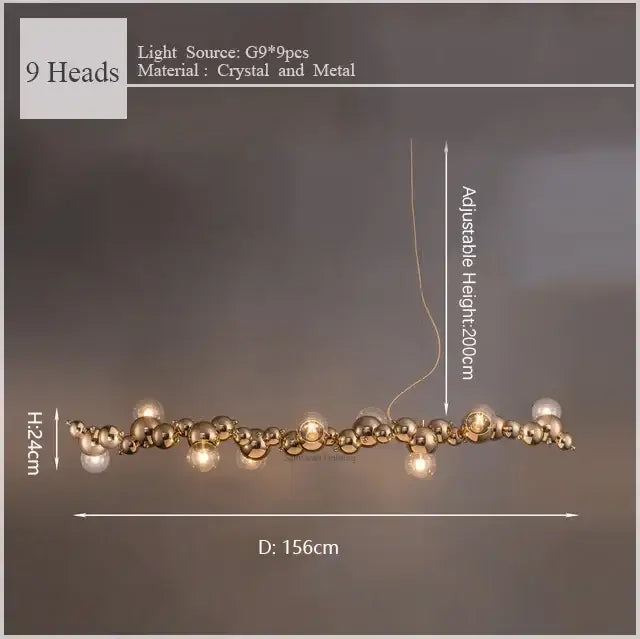 Modern gold caterpillar metal ball pendant light dining room