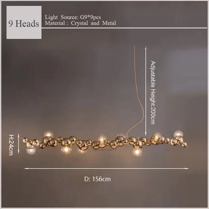 Modern gold caterpillar metal ball pendant light dining room