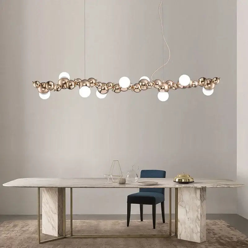 Modern gold caterpillar metal ball pendant light dining room