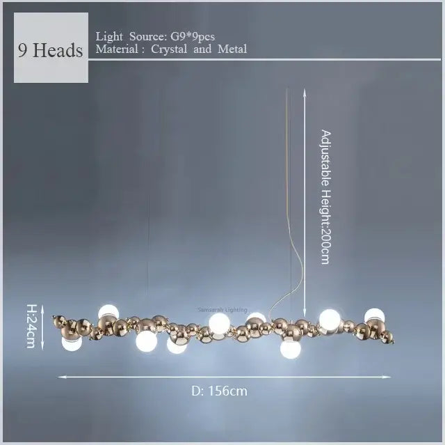 Modern gold caterpillar metal ball pendant light dining room