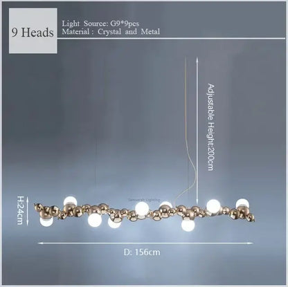 Modern gold caterpillar metal ball pendant light dining room