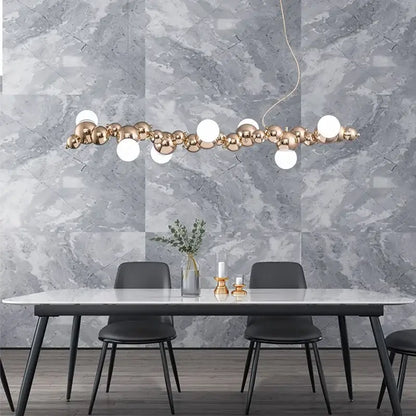 Modern gold caterpillar metal ball pendant light dining room