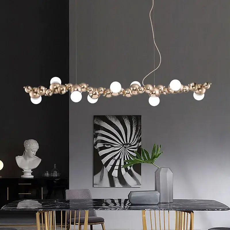 Modern gold caterpillar metal ball pendant light dining room