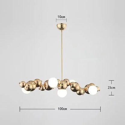 Modern gold caterpillar metal ball pendant light dining room
