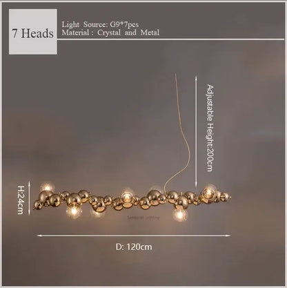 Modern gold caterpillar metal ball pendant light dining room