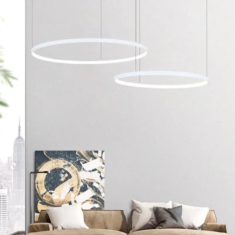 Modern gold circular led chandelier dining room light