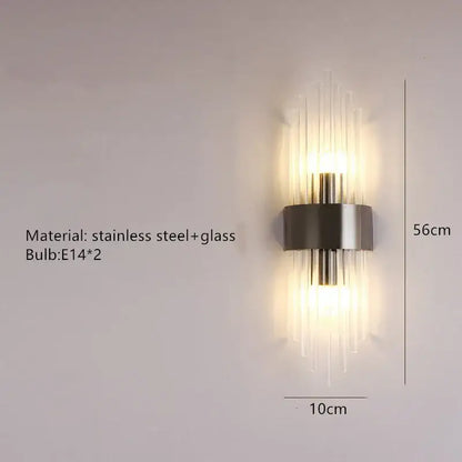 Modern gold clear crystal led wall lamp bedroom sconce