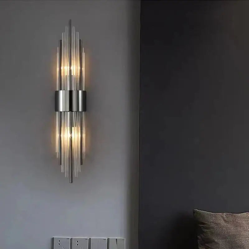 Modern gold clear crystal led wall lamp bedroom sconce