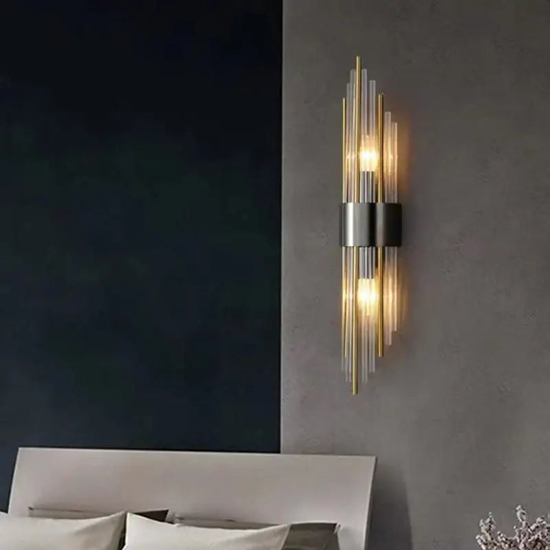 Modern gold clear crystal led wall lamp bedroom sconce