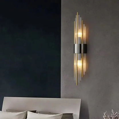 Modern gold clear crystal led wall lamp bedroom sconce
