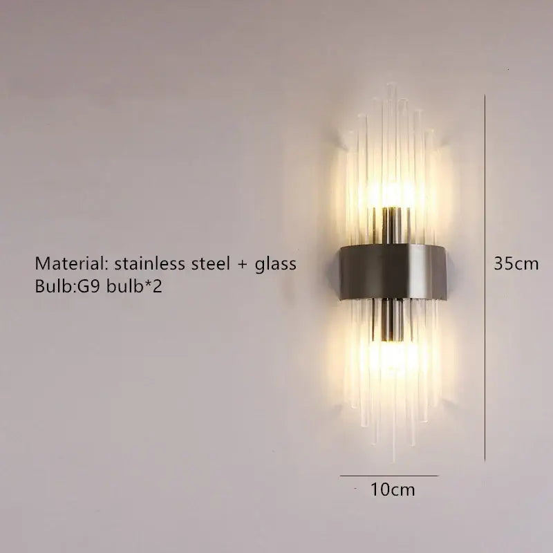 Modern gold clear crystal led wall lamp bedroom sconce