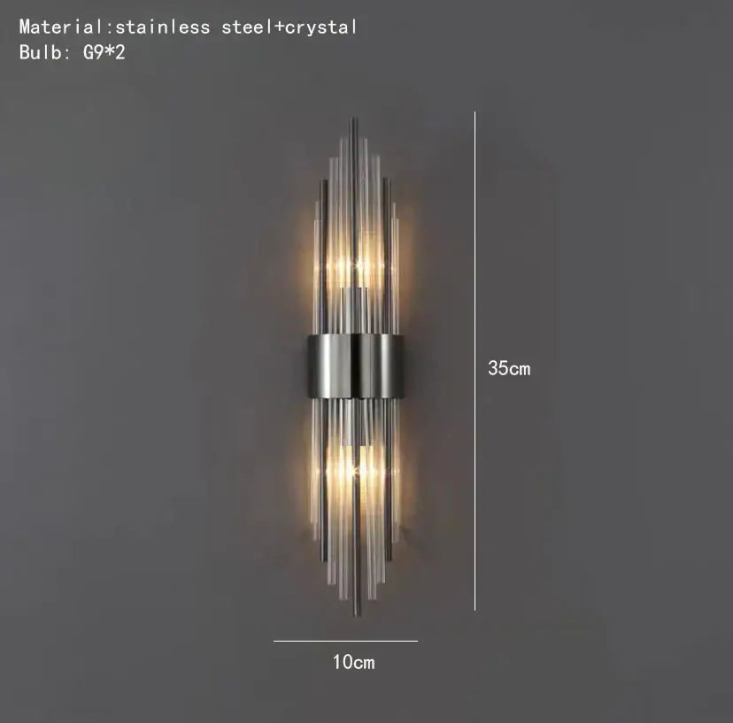 Modern gold clear crystal led wall lamp bedroom sconce